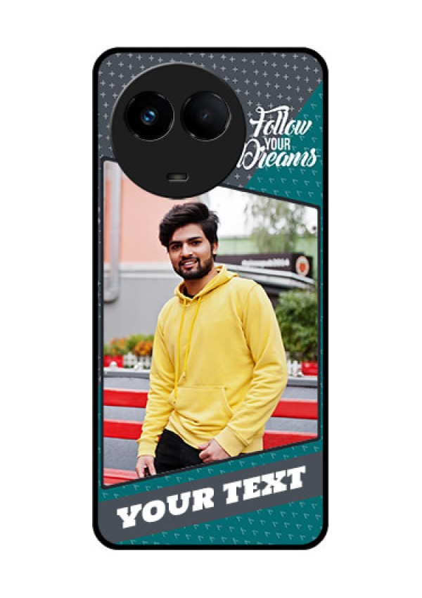 Realme Narzo 60x 5G Personalized Glass Phone Case - Background Pattern Design with Quote