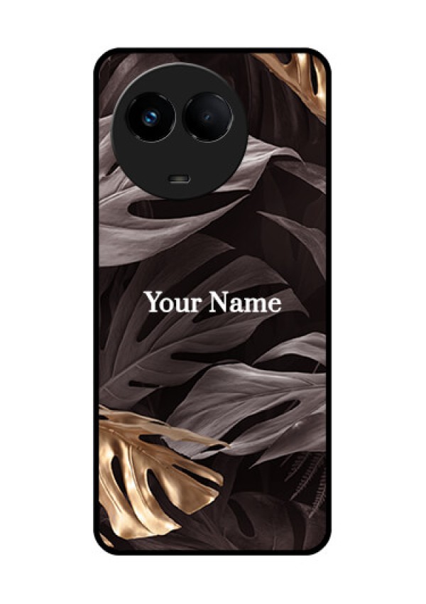 Realme Narzo 60x 5G Personalised Glass Phone Case - Wild Leaves digital paint Design