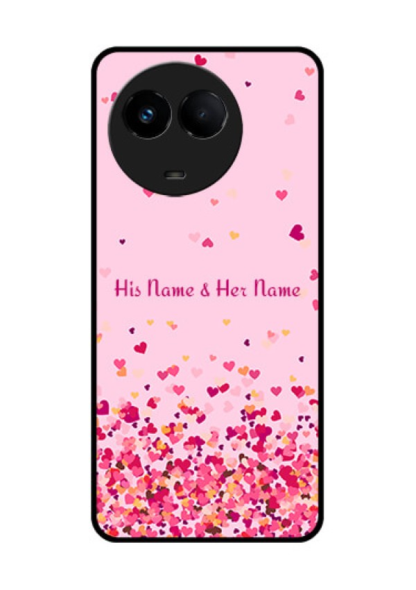Realme Narzo 60x 5G Photo Printing on Glass Case - Floating Hearts Design