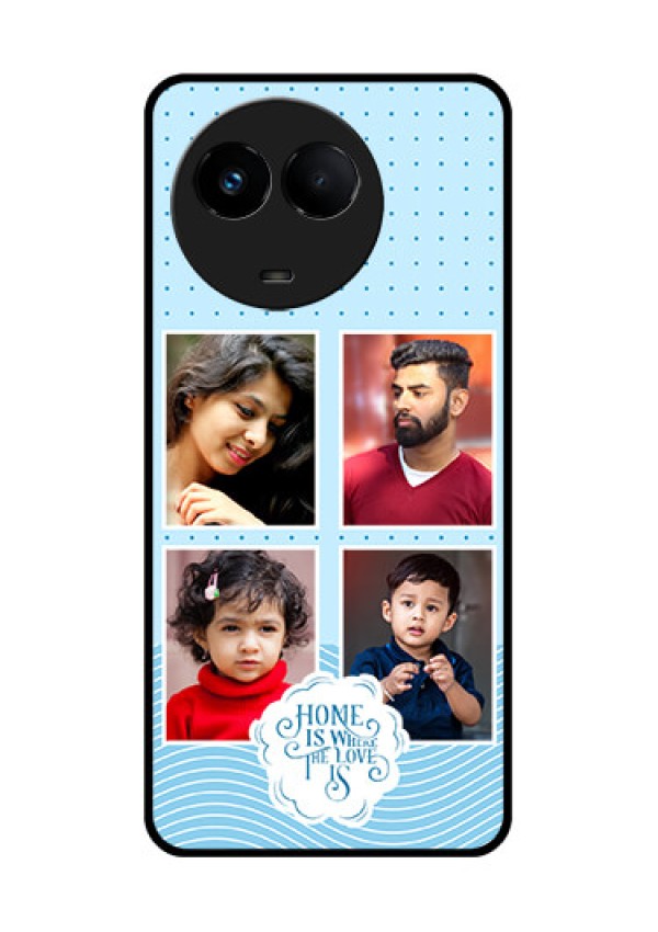 Realme Narzo 60x 5G Custom Glass Phone Case - Cute love quote with 4 pic upload Design