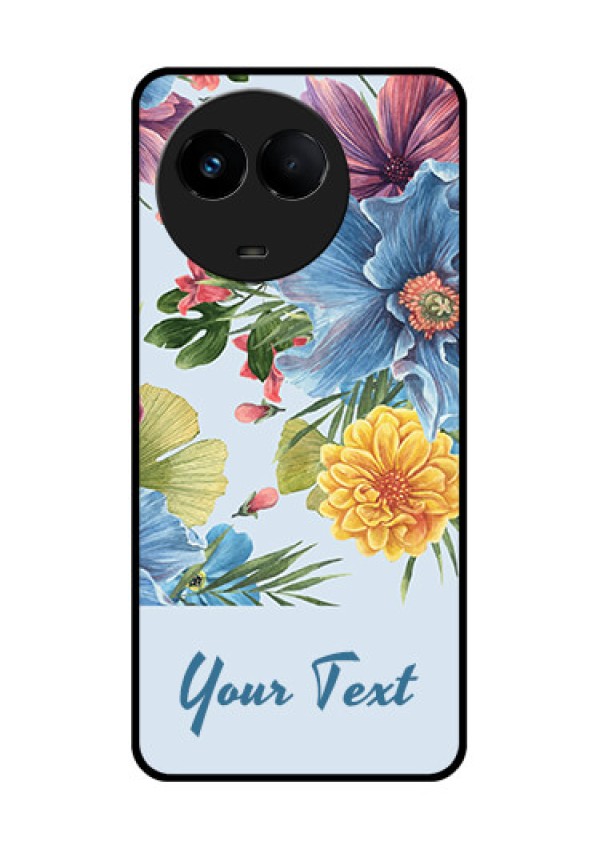 Realme Narzo 60x 5G Custom Glass Mobile Case - Stunning Watercolored Flowers Painting Design