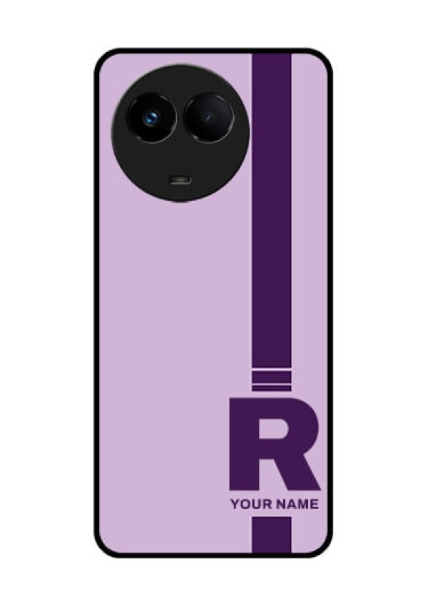 Realme Narzo 60x 5G Photo Printing on Glass Case - Simple dual tone stripe with name Design