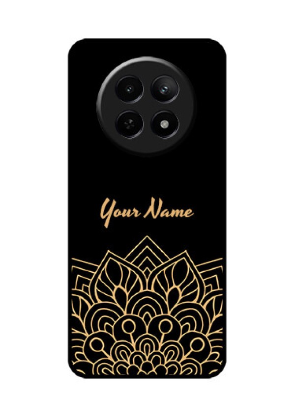 Realme Narzo 70X 5G Custom Glass Phone Case - Golden Mandala Design