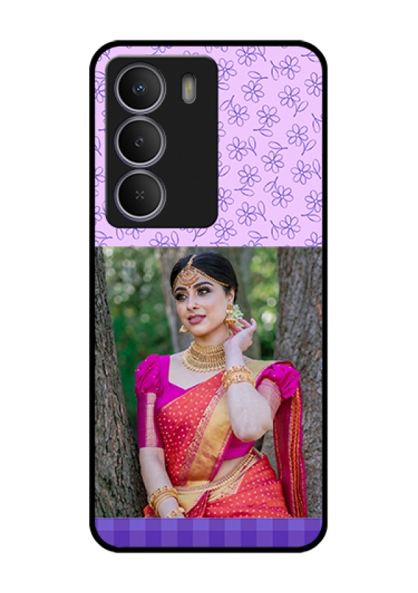 Realme Narzo 80 Lite Custom Glass Phone Case - Purple Floral Design