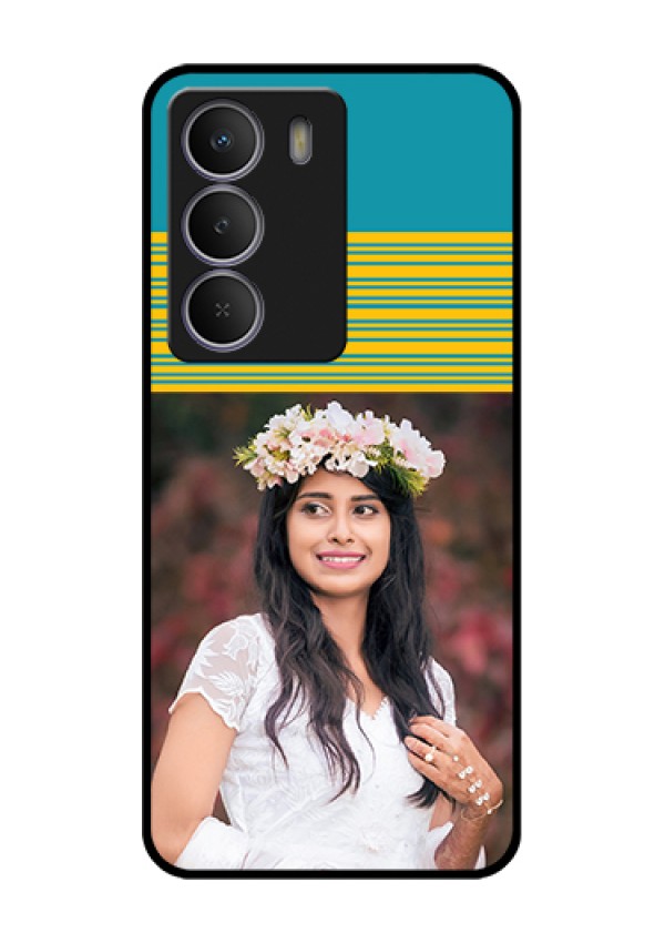 Realme Narzo 80 Lite Custom Glass Phone Case - Yellow & Blue Design