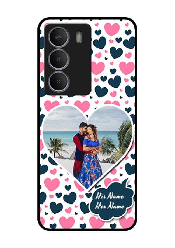 Realme Narzo 80 Lite Custom Glass Phone Case - Pink & Blue Heart Design