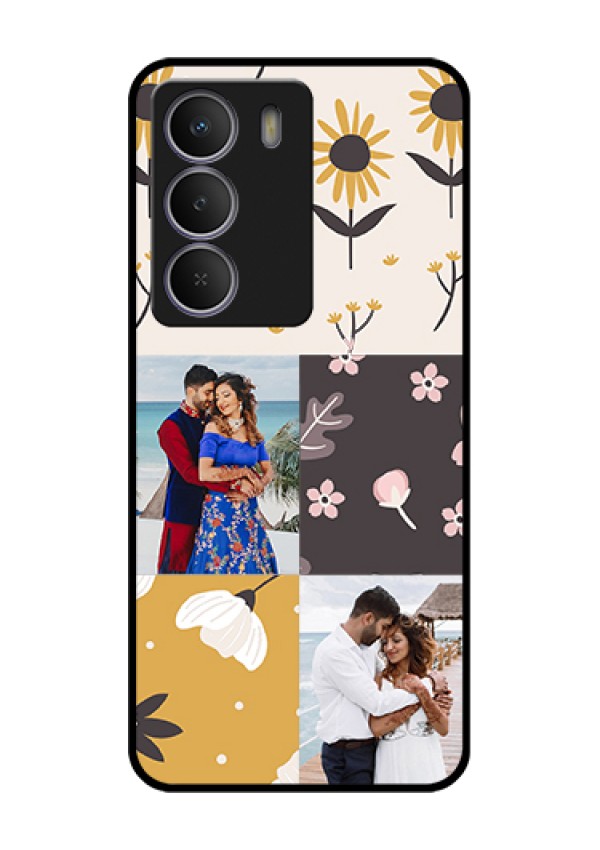 Realme Narzo 80 Lite Custom Glass Phone Case - 3 Images With Floral Design