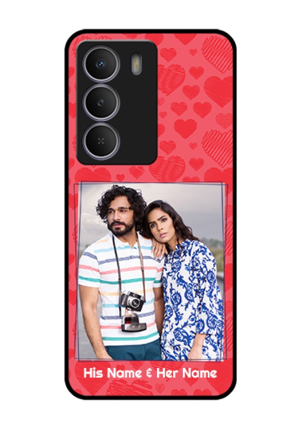 Realme Narzo 80 Lite Custom Glass Phone Case - With Red Heart Symbols Design