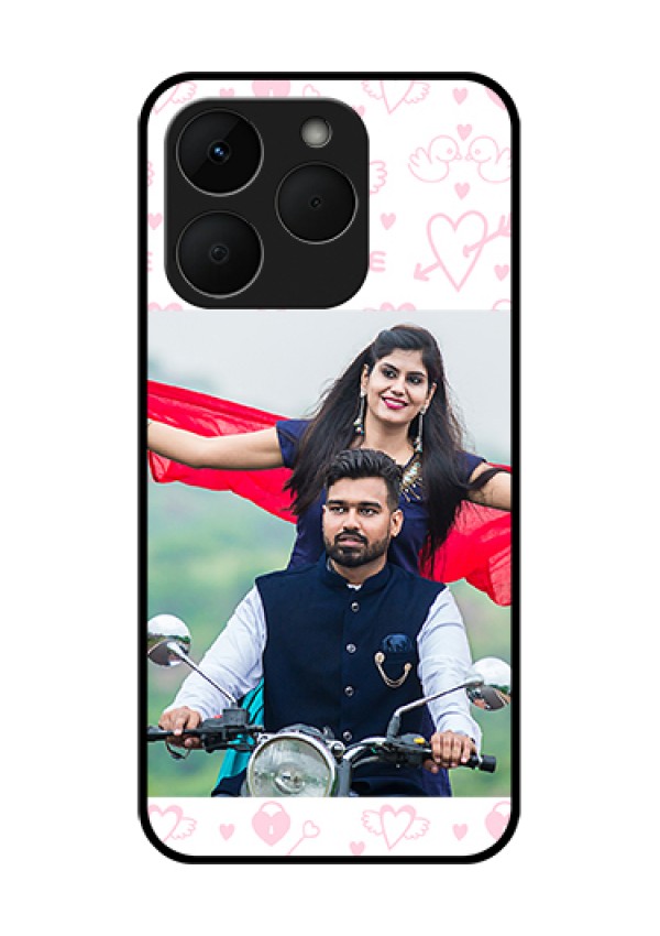 Realme Narzo 90 5G Custom Glass Phone Case - Pink Flying Heart Design