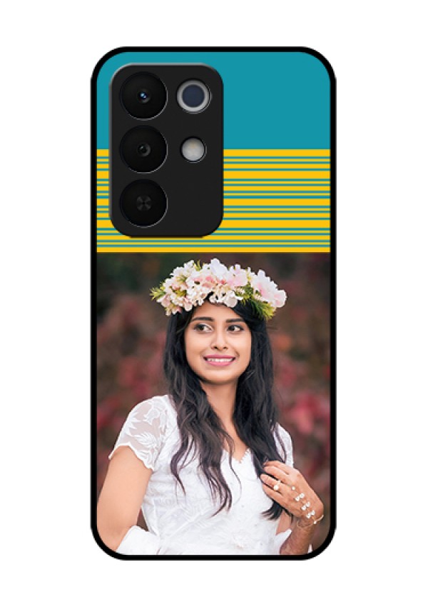 Realme Narzo 90X 5G Custom Glass Phone Case - Yellow & Blue Design