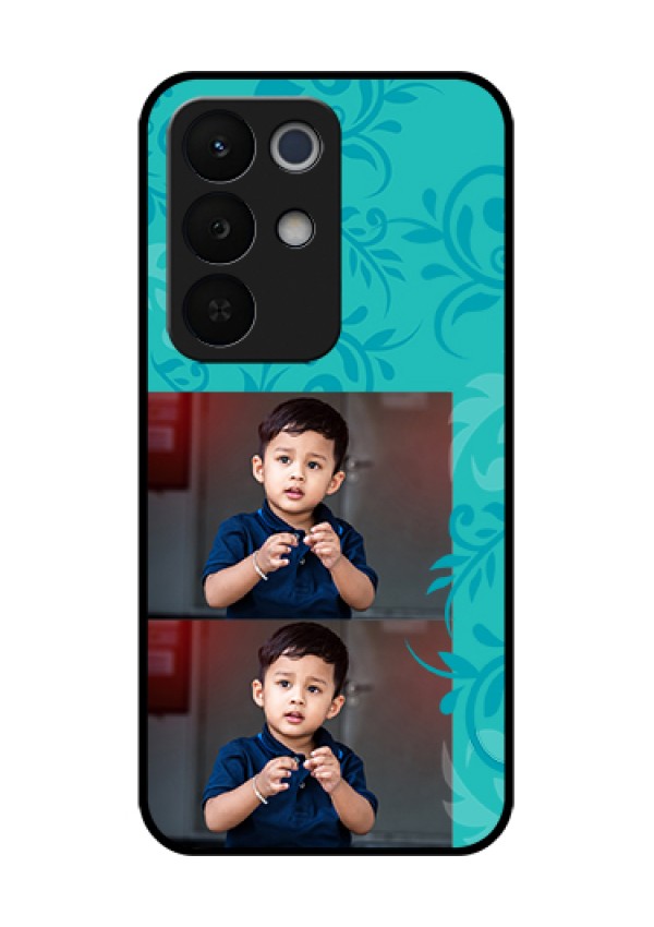 Realme Narzo 90X 5G Custom Glass Phone Case - With Photo And Green Floral Design