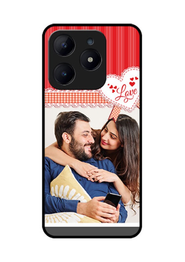 Realme Narzo N63 Custom Glass Phone CaseRed Love Pattern Design