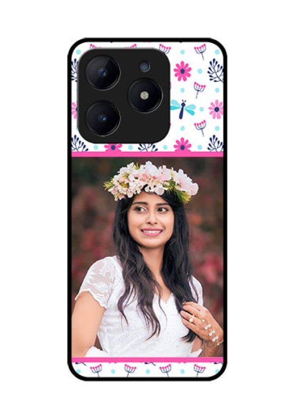 Realme Narzo N63 Custom Glass Phone CaseColorful Flower Design