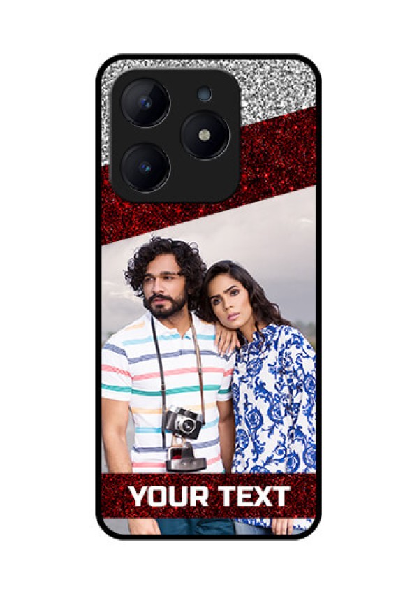 Realme Narzo N63 Custom Glass Phone CaseImage Holder With Glitter Strip Design