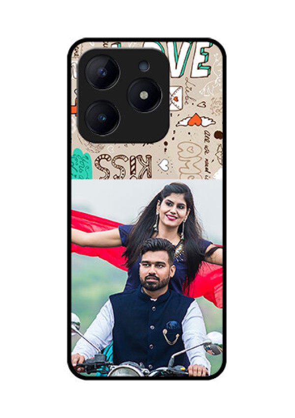 Realme Narzo N63 Custom Glass Phone CaseLove Doodle Pattern