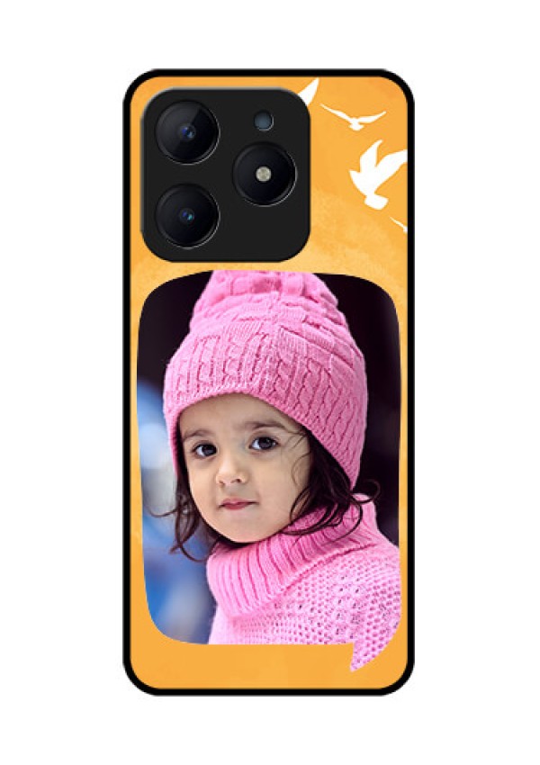 Realme Narzo N63 Custom Glass Phone CaseWater Color Design With Bird Icons
