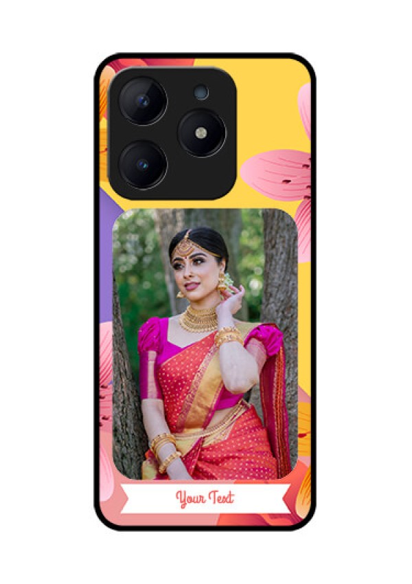 Realme Narzo N63 Custom Glass Phone Case3 Image With Vintage Floral Design