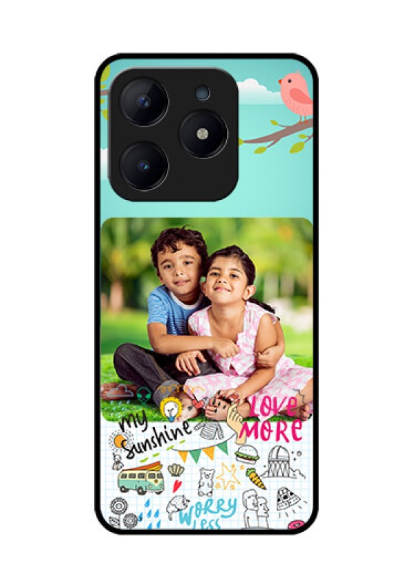 Realme Narzo N63 Custom Glass Phone CaseDoodle Love Design