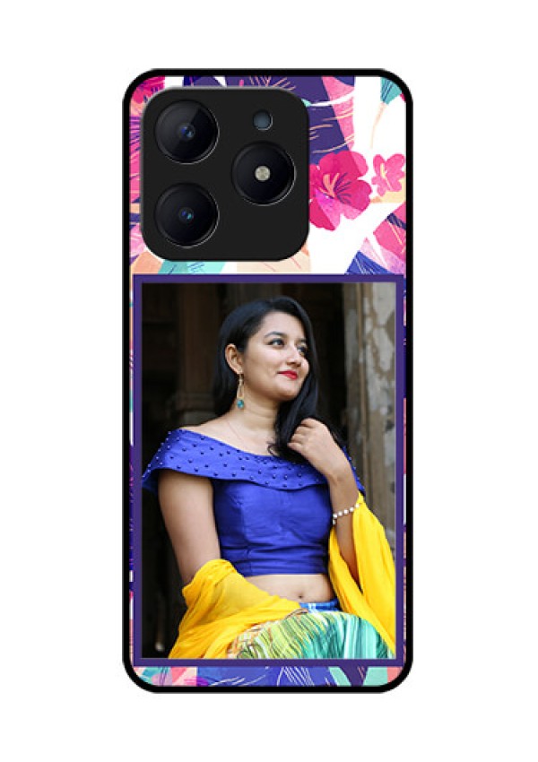 Realme Narzo N63 Custom Glass Phone CaseAbstract Floral Design