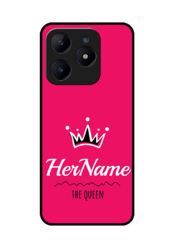 Realme Narzo N63 Custom Glass Phone CaseQueen With Name Design