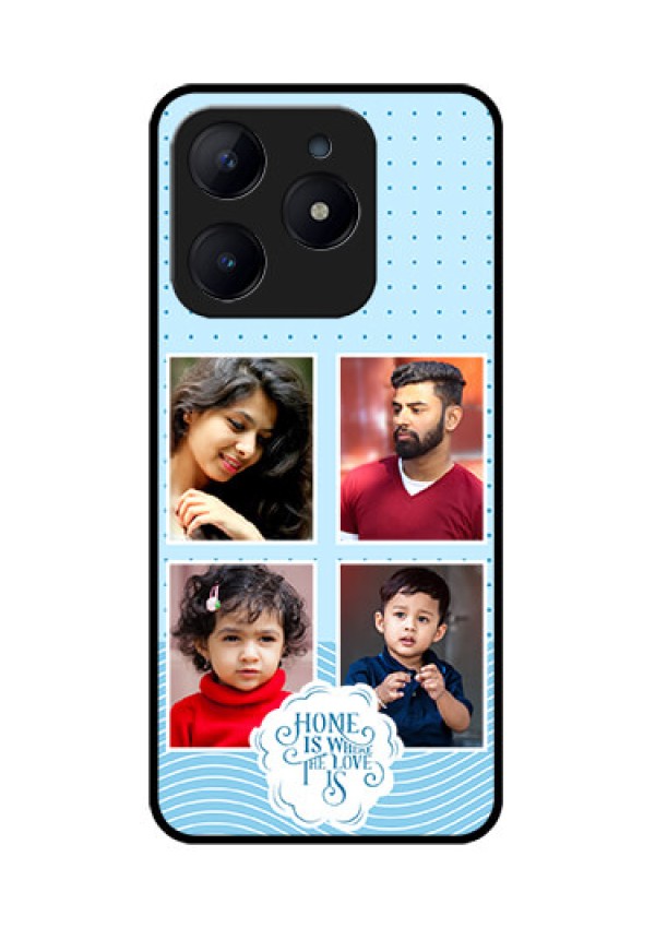 Realme Narzo N63 Custom Glass Phone CaseCute Love Quote With 4 Pic Upload Design