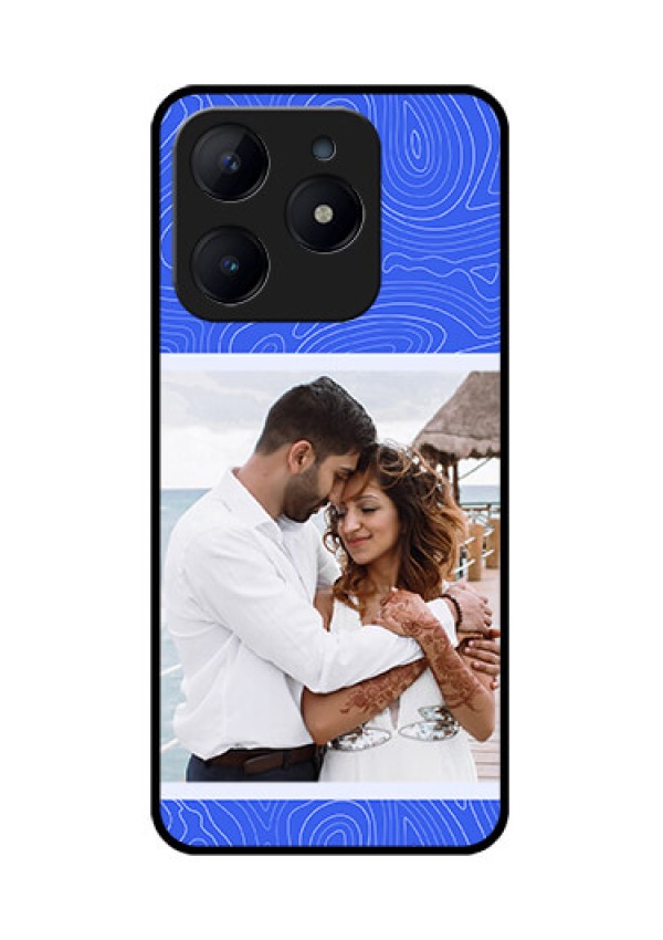 Realme Narzo N63 Custom Glass Phone CaseCurved Line Art With Blue And White Design