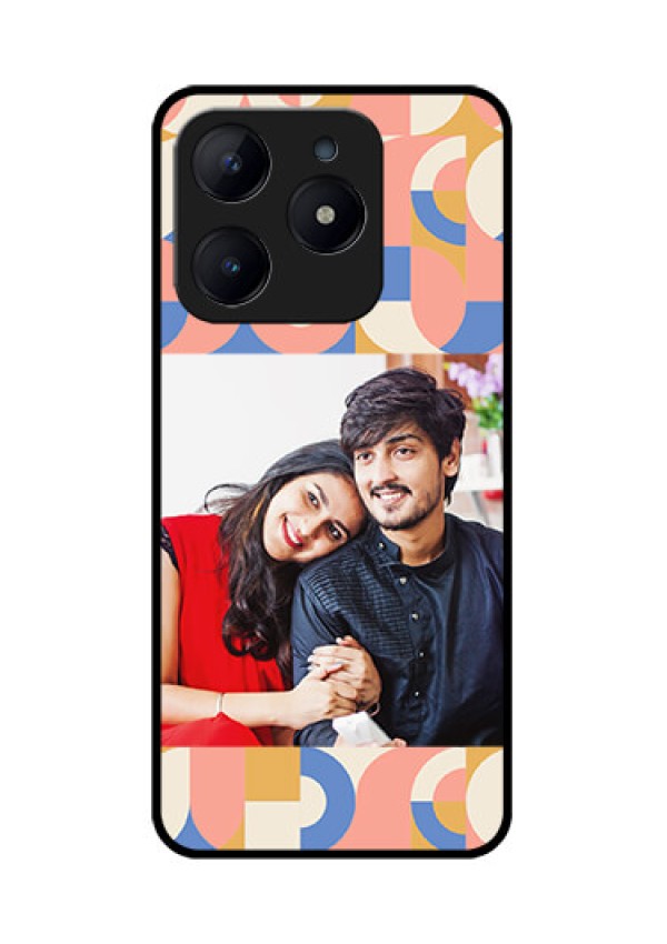 Realme Narzo N63 Custom Glass Phone CaseSemi - Circle Maze Pattern Design