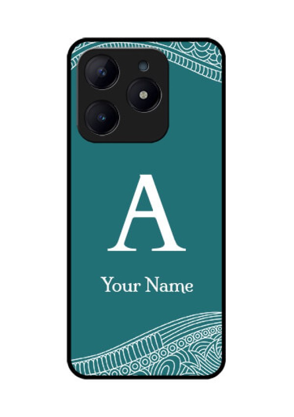 Realme Narzo N63 Custom Glass Phone CaseLine Art Pattern With Custom Name Design