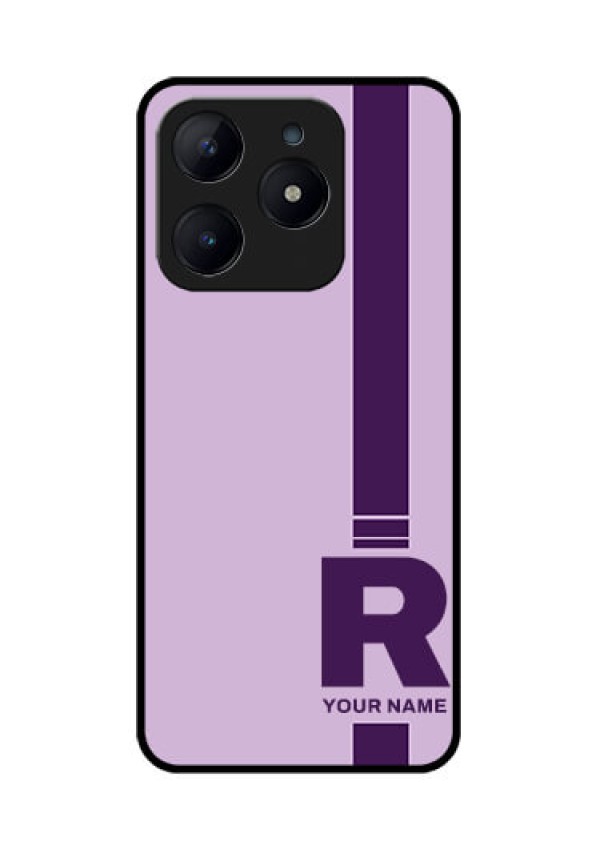Realme Narzo N63 Custom Glass Phone CaseSimple Dual Tone Stripe With Name Design