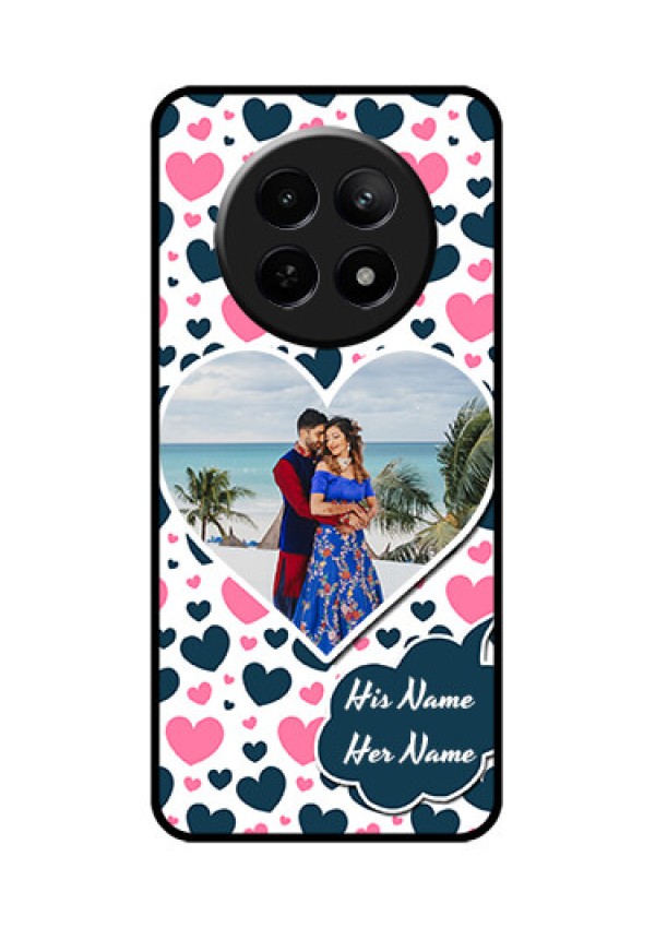 Realme Narzo N65 5G Custom Glass Phone Case - Pink & Blue Heart Design