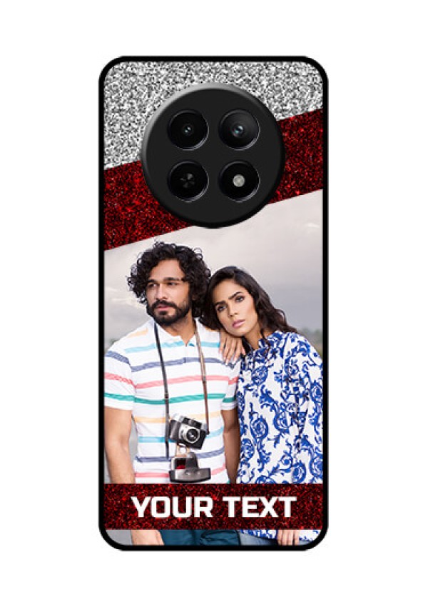 Realme Narzo N65 5G Custom Glass Phone Case - Image Holder With Glitter Strip Design