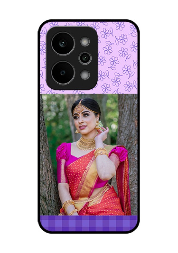 Realme Narzo Power 5G Custom Glass Phone Case - Purple Floral Design
