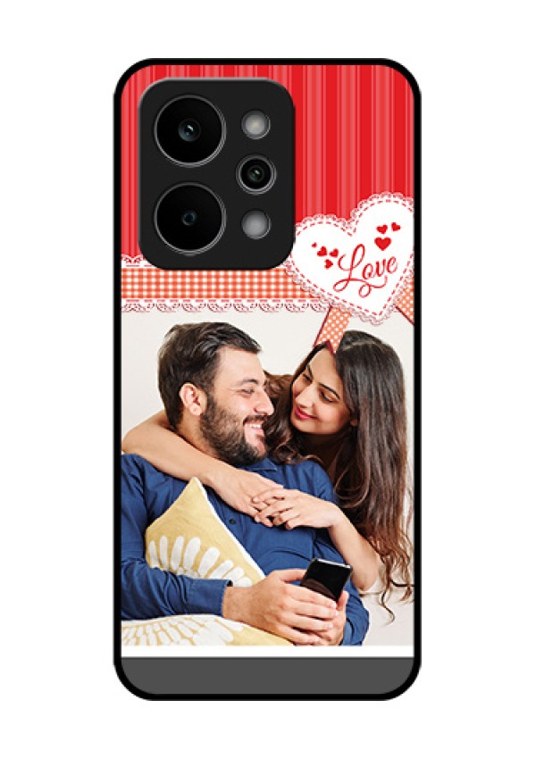 Realme Narzo Power 5G Custom Glass Phone Case - Red Love Pattern Design
