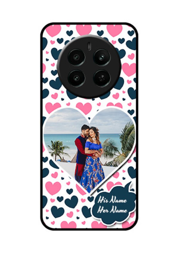 Realme P1 5G Custom Glass Phone Case - Pink & Blue Heart Design