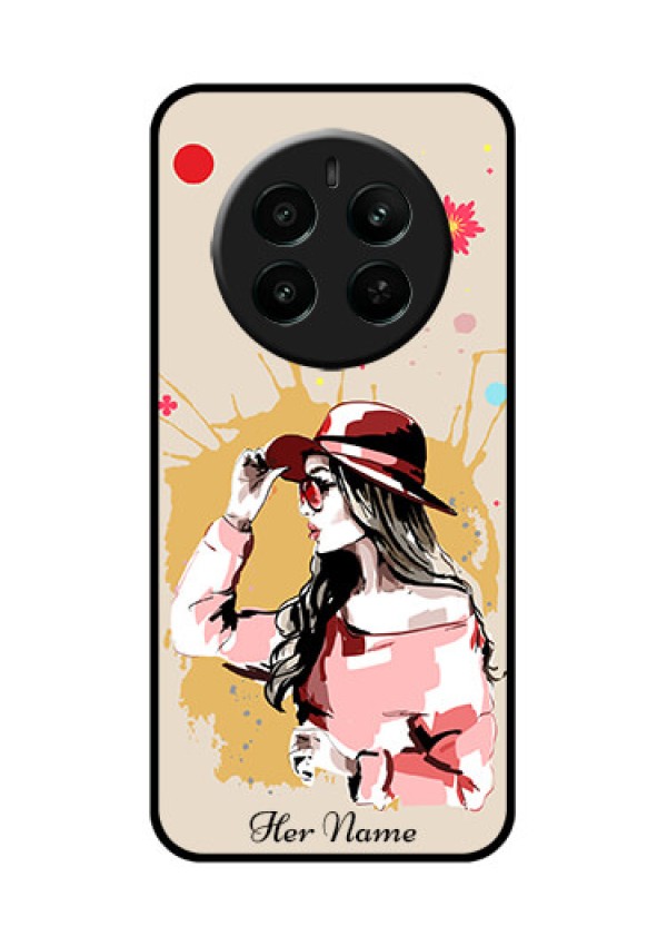 Realme P1 5G Custom Glass Phone Case - Women With Pink Hat Design
