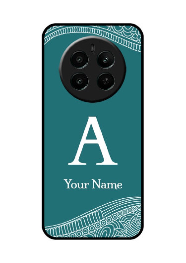 Realme P1 5G Custom Glass Phone Case - Line Art Pattern With Custom Name Design