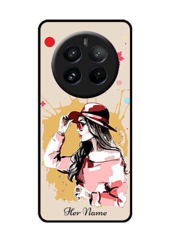 Realme P1 Pro 5G Custom Glass Phone CaseWomen With Pink Hat Design