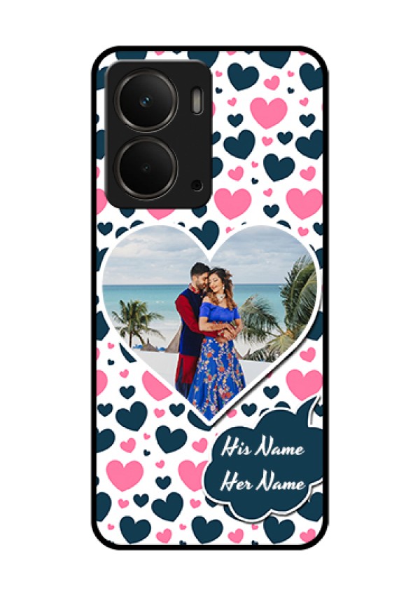 Realme P3 5G Custom Glass Phone Case - Pink & Blue Heart Design