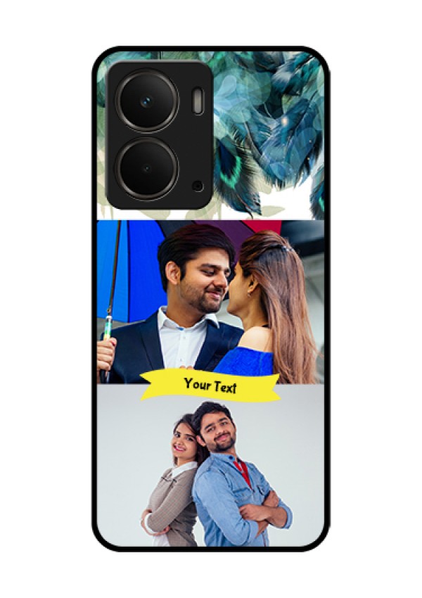 Realme P3 5G Custom Glass Phone Case - Image With Boho Peacock Feather Design