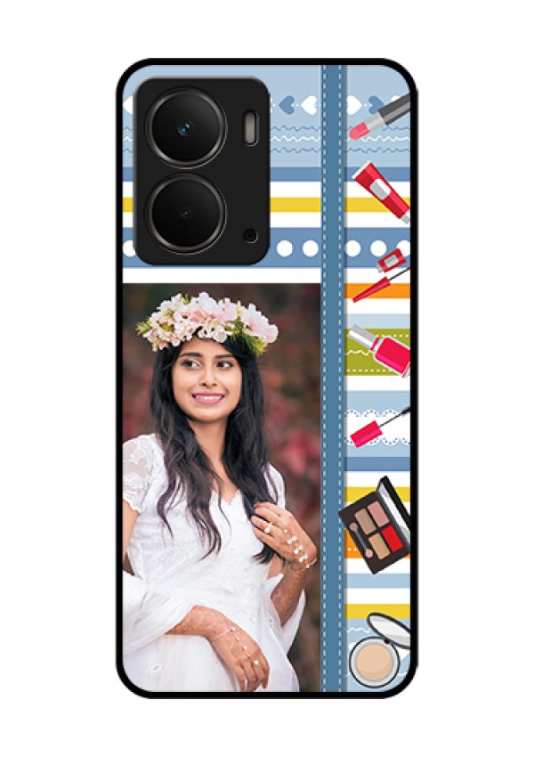 Realme P3 5G Custom Glass Phone Case - Makeup Icons Design