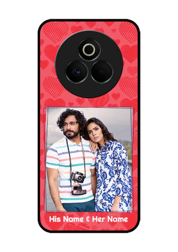 Realme P3 Pro 5G Custom Glass Phone Case - With Red Heart Symbols Design