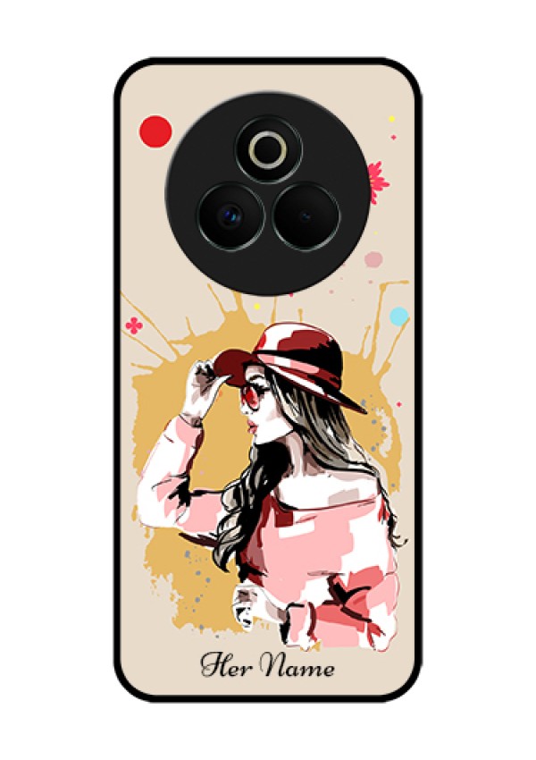 Realme P3 Pro 5G Custom Glass Phone Case - Women With Pink Hat Design