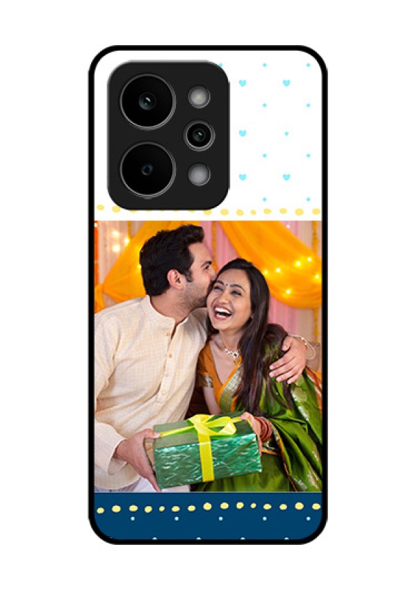 Realme P4 Power 5G Custom Glass Phone Case - White And Blue Abstract Design