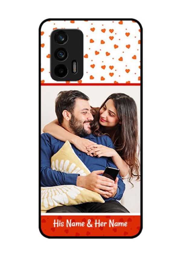 Realme X7 Max 5G Custom Glass Phone Case - Orange Love Symbol Design