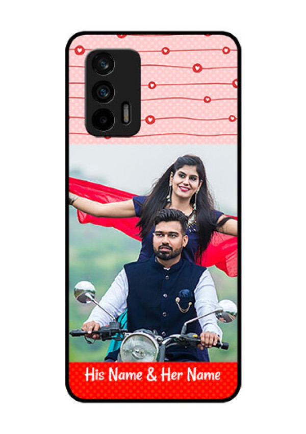 Realme X7 Max 5G Personalized Glass Phone Case - Red Pattern Case Design