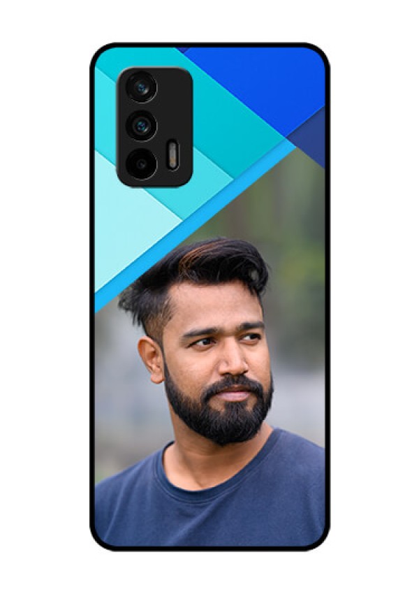 Realme X7 Max 5G Custom Glass Phone Case - Blue Pattern Design