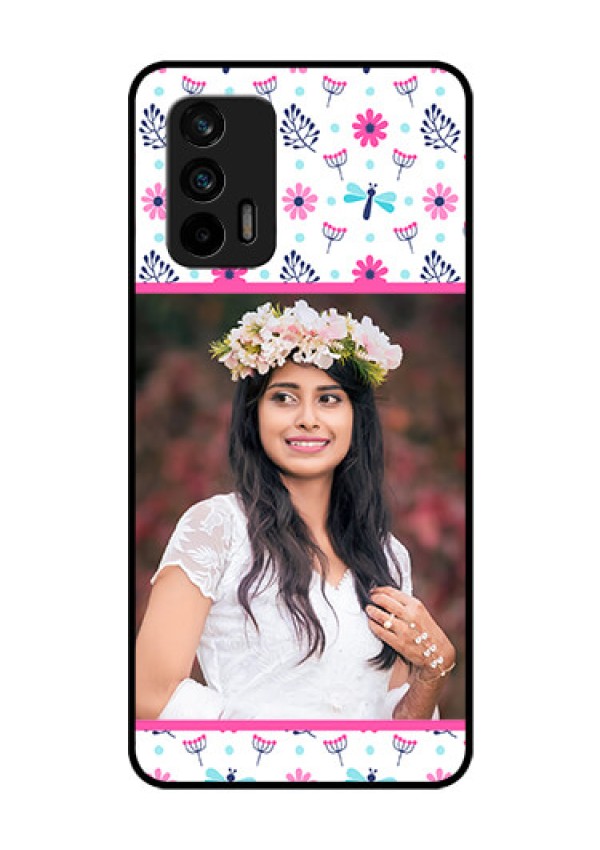 Realme X7 Max 5G Photo Printing on Glass Case - Colorful Flower Design