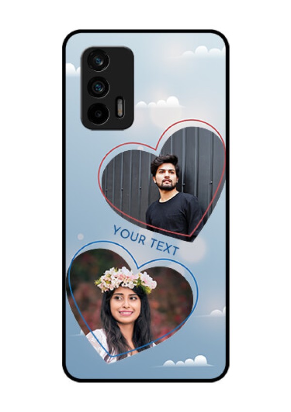 Realme X7 Max 5G Custom Glass Mobile Case - Blue Color Couple Design 
