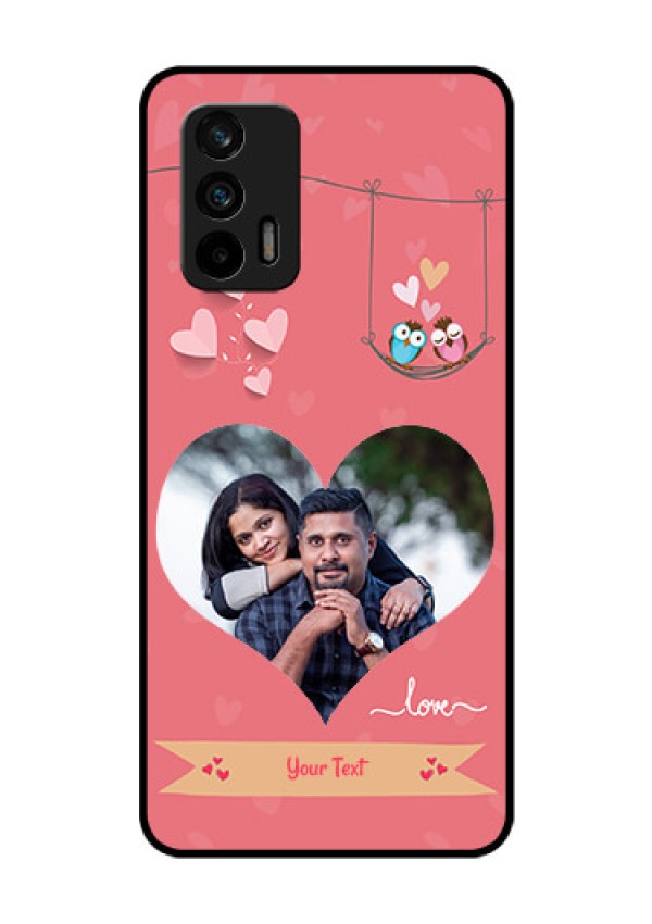 Realme X7 Max 5G Personalized Glass Phone Case - Peach Color Love Design 