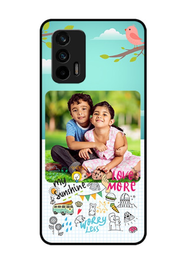 Realme X7 Max 5G Photo Printing on Glass Case - Doodle love Design